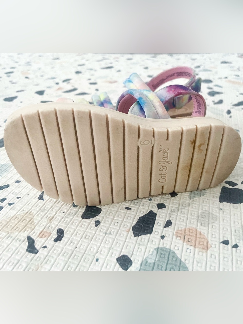 Cat & Jack Toddler Girls Chaya Footbed Sandals Pastel Tie Dye Pink Blue - Size 6 - Picture 11 of 13